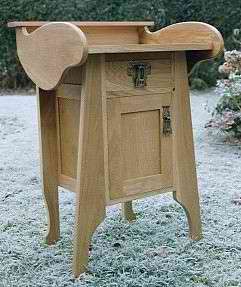 photo of an oak bedside cabinet based on the washstand at Melsetter House in Orkney, 650