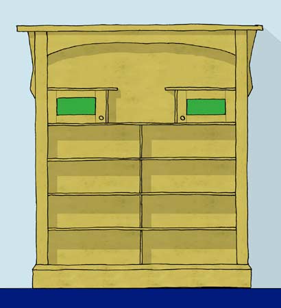 drawing of a bookcase