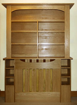 photograph of a radiator cover and bookcase