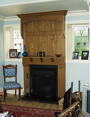 photograph of handmade seccession style fireplace