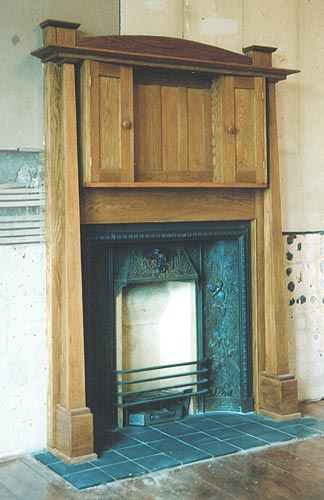 photograph of oak fire surround by Samsons Joinery
